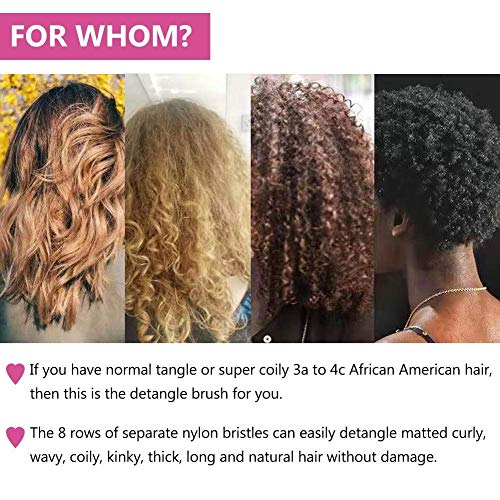 Detangling четка за природен детанглер за коса за Afro America 3A до 4C Kinky Wavy Cinky Wavy, Curly, Coily Case, Detangle лесно со влажна/суво