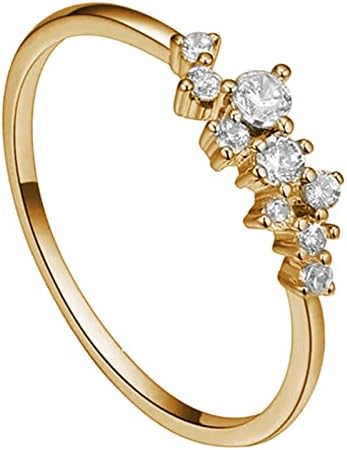 2023 Нов позлатен златен дијамантски прстен девет дијамантски женски опашка од накит смола цвет прстени за жени