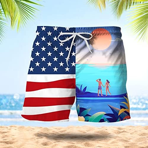 Плажа пливање стебла за мажи плус големина еластична половината во САД знаме печатење табла 4 -ти јули Смешно тренингот на плажа кратки панталони