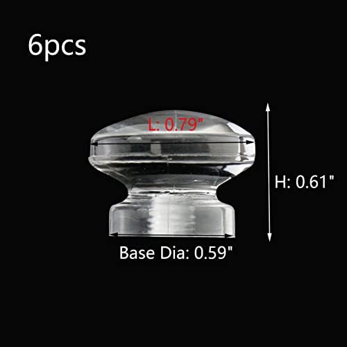 Curqia 6pcs 0,79 Транспарентна акрилна тркалезна рачка мини кабинет за влечење хардвер влечи со 6 завртки за кабинет / гардероба / фустан