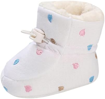 Бебе чевли руно топли кратки чизми чевли мода печатење не лизгачки голи чизми бебе чевли девојче
