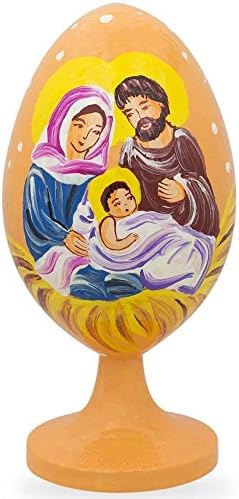 Најдоброто Исус, Марија и Josephозеф Сцена на природноста дрвена фигура на велигденско јајце