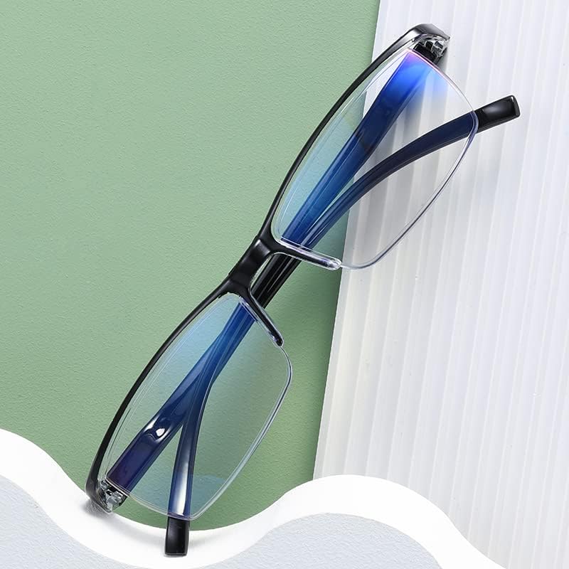 6 Пакет Машки Правоаголни Половина Рамка Сина Светлина Блокирање Читање Очила Црна Пролет Шарка Читателите