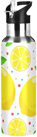 Емеливор лимонс вакуум со шише со вода изолирано шише со вода од не'рѓосувачки челик со слама капаче 20oz вода заболување за спортска спортска