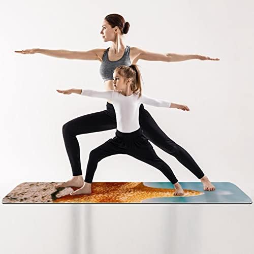 Sdlkfreli 6mm Дополнителен густ јога мат, позадина на плажа со еко-пријателски принт-пријателски вежби за вежбање пилатес мат со јога,