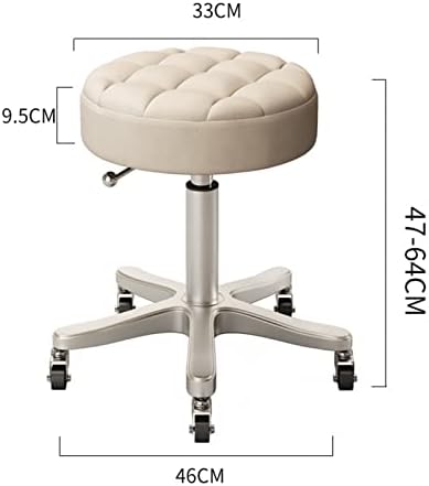 Есгт тркалање столче стол на тркала ПУ кожа тркалезна прилагодлива вртлива столица 360 ° ротирачки хидрауличен салон стол Работа за масажа столици на тркала