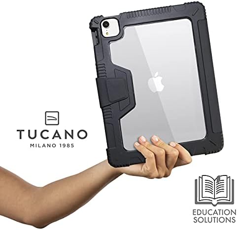 Tucano Educo солиден заштитен случај компатибилен со 10.9 ”iPad Air 2020 и 11 iPad Pro, слотови за моливи на Apple за полнење и складирање, идеално за воено одделение за е-учење