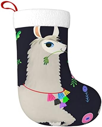 Cutedwarf Симпатична лама алпака шема Кристама чорапи Божиќни украси на дрво Божиќни чорапи за Божиќни празнични забави подароци 18-инчи