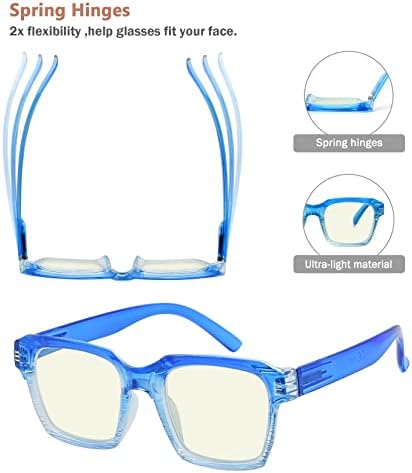 Очила 4-Пакет Очила За Читање Сина Светлина Блокирање На Големи Рамки Компјутерски Очила Читатели Жени +0.75