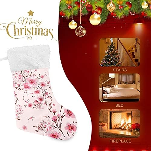 Алаза Божиќни чорапи розово цреша Класик Персонализирани големи декорации за порибување за семејни сезонски празници Декор 1