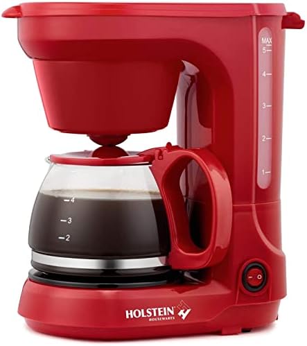 Холштајн домаќинства - компактен производител на кафе со 5 чаши, црно - удобен и кориснички со автоматски паузи и функции за сервисирање