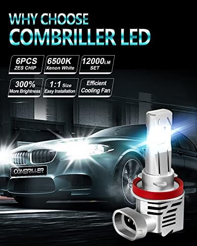 Combriller H8/H9/H11 LED Светилки ЗА Фарови 6500K Бело Исто Oem Големина На Фаровите LED Комплет За Конверзија НА Сијалицата