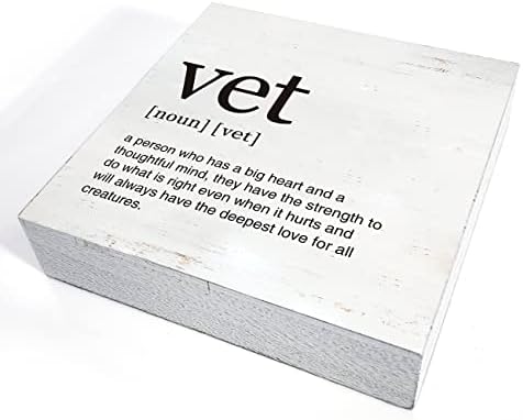 Ветеринар за ветеринар Дефиниција знак за домашна канцеларија декор модерен ветеринар дрвена кутија блок плакета за wallидни таблети за