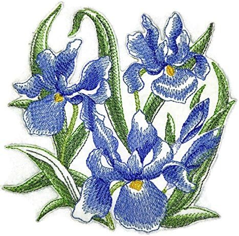 Скица за цвеќиња на обичај цвеќиња [скициран ирис] извезено железо на/шива лепенка [4,89 4.86] [направено во САД]