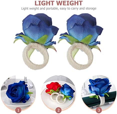 Абоофан 2 парчиња роза од салфетки вештачки цветни салфетки држач за венчавки од салфетка прстени за внесување на вinesубените, забава