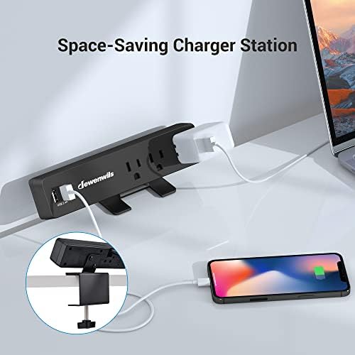 Dewenwils 10-Outlet Power Strip плус лента за напојување на бирото, со USB пристаништа за полнење за домашна канцеларија, кабел за продолжување