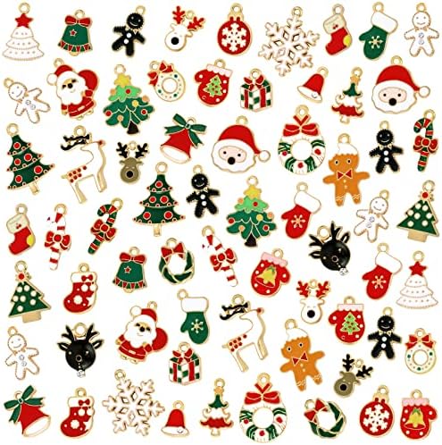 Божиќни Привлечности САМОСТОЈНИ Божиќни Приврзоци Избрани Стилови Емајлирани Шарм За Изработка На Накит Легура Божиќна Тема Шарм