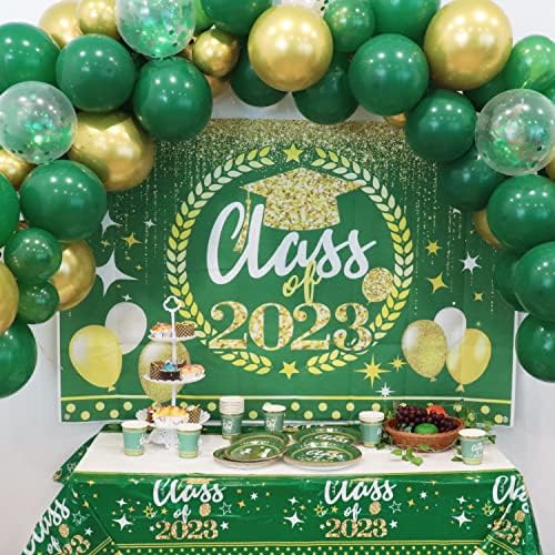 Зелена Дипломирање Партија Декорации 2023,67 парчиња Класа На 2023 Партија Декор Комплет Со Балон Венец Позадина Банер И Чаршав За Средно