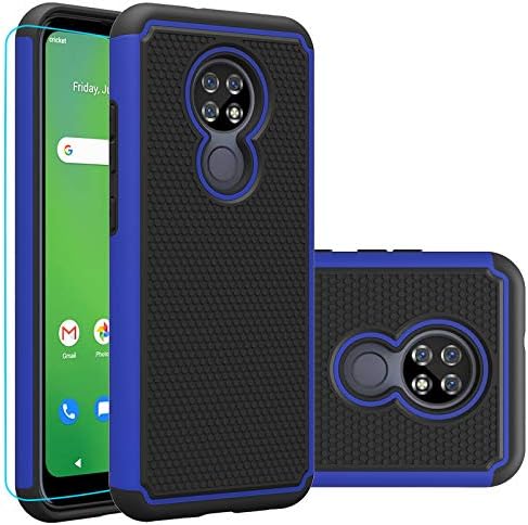 AT & T Radiant Max Case, Cricket Ovation Case со HD заштитник на екранот, Giner Dual Dial Layer Тешки воен степен Оклопниот дефанзивец