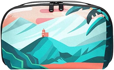 Тоалетна Торба Патна Торба, Водоотпорна Шминка Козметичка Торба За Патување Организатор За Додатоци, Цртан Филм Зајдисонце Планинско Езеро