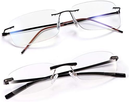 МИРЈЕА 2.5 Х Зголемување Без Рамки Прогресивни Мултифокални Очила За Читање Анти Сино Светло Компјутерски Читачи + Бифокални Очила За Читање