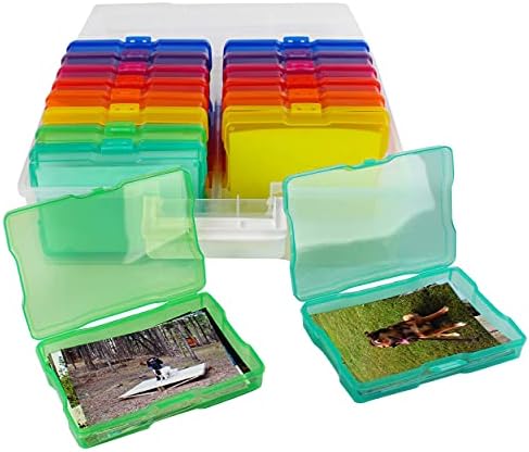 Џигиц Пластична Кутија За Складирање Фотографии Со Разделувачи - Шарени Организатори на Фото - Кутии 4х6 И Складирање-16 Прицврстувачки Кутии За Картички, Семиња, Чес