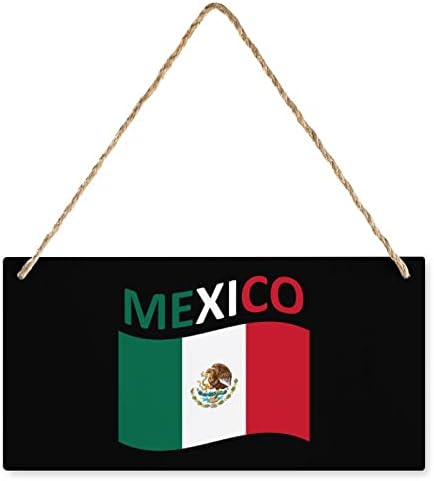 Знак на знак од Мексико дрво Персонализирана дрвена плакета wallидна уметност со јажиња за украси за домашни канцеларии 25 * 12,5 см