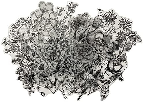 120 компјутери црно -бело гроздобер ретро цветни налепници за растителни декорации за изработка