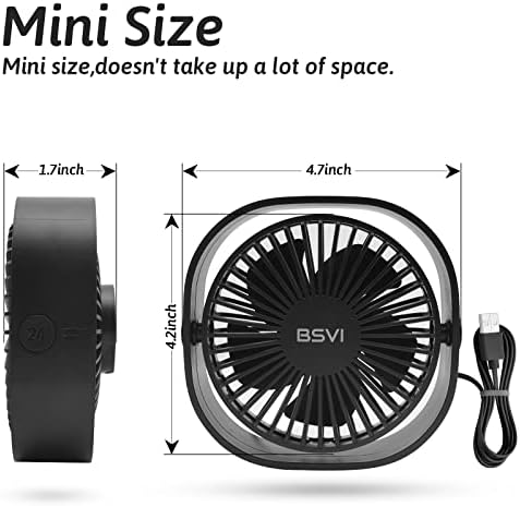 BSVI Мал вентилатор за биро, преносен личен десктоп мини вентилатор 3 брзина на ладење табела вентилатор напојуван од USB за