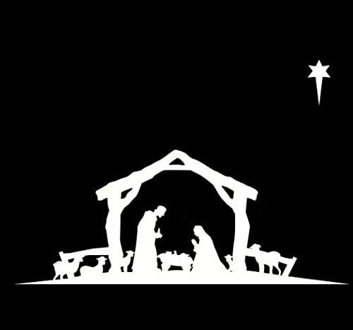 Makarios LLC Star Nativity Исус Божиќни автомобили камиони Ванс wallsидови лаптоп Mkr | Бела | 5,5 x 4,5 | MKR477