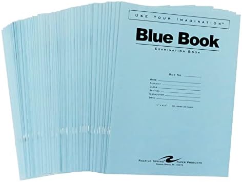 Рикање на пролетни испити сини книги, 50 пакувања, 11 x 8,5, 10 листови/20 страници, широко владееја со маргина, гордо направени во САД!