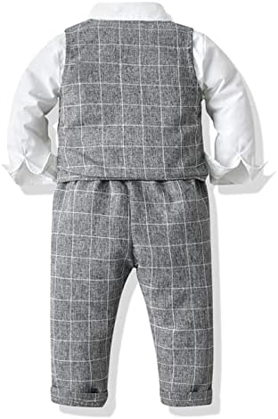 Морско момче Официјална облека господин смоки од костуми карирана формална облека со долги ракави кошула елек пантолона поставена
