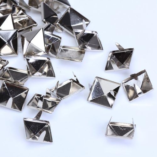 100 парчиња 12мм сребрена пирамида столпчиња занишани шила панк -карпести кожни занаети