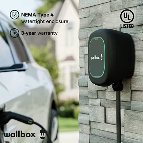 Wallbox Pulsar Плус Ниво 2 Електрично Возило Паметен Полнач-Ултра Компактен, WiFi, Bluetooth, Алекса И Google Home - 25 Нога Кабел-UL Сертифициран-Внатрешен/Надворешен