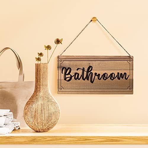 Знак за бања фарма куќа тоалет дрвена висечка знак рустикален ретро wallиден декор за декорација на домови 12 x 6 инчи