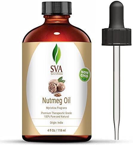 Есенцијално масло SVA Nutmeg 4 мл Премиум терапевтско одделение чисто природно неразредено масло со капнување за кожа, ароматерапија и