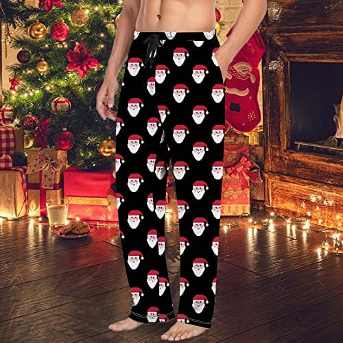 Божиќни панталони за пижами за мажи со ирваси на ирваси на ирваси од ирваси, панталони удобни обични панталони за пижама за пижама за