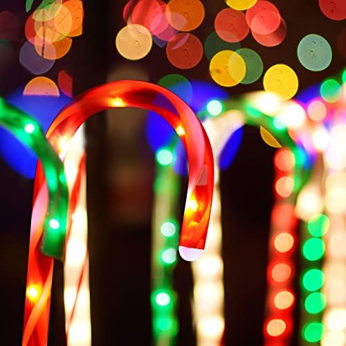 8 компјутери соларни Божиќни украси на отворено соларно бонбони светла Божиќни патеки светла соларни патеки светла на отворено водоотпорни предводени бонбони бож
