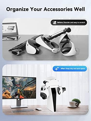 Mojoxr VR Слушалки Држач Контролори Држач Леќа Покритие ЗА PSVR 2, Се Населиле НА PS5 Конзола, 2in1 Кабел За Полнење Со Индикаторско Светло За