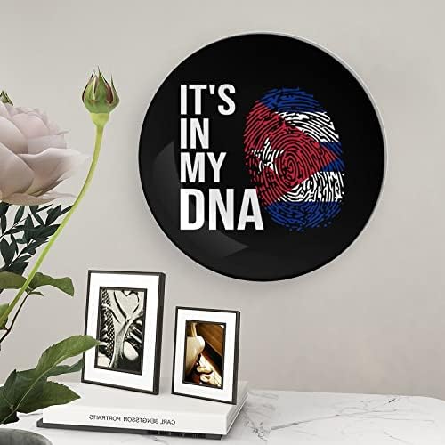 Тоа е во мојата ДНК кубанско знаме за фото -коска Кина Декоративна чинија личност Керамичка чинија за вечера за жени мажи подароци со штанд за