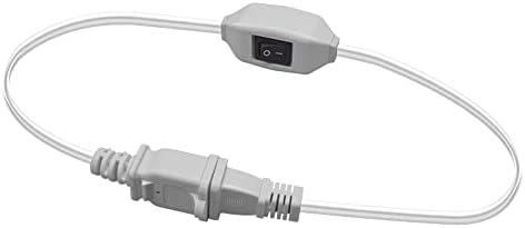 1FT бел краток кабел за продолжување на електрична енергија во САД со исклучен прекинувач, кабел за проширување на моќност од 2-покл/женски AC 2-полна, поларизиран кабе