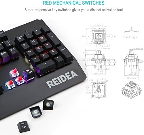 Механичка тастатура за игри Reidea KM06 со црвен прекинувач, целосен RGB, програмибилен за професионален гејмер, целосни клучеви кои