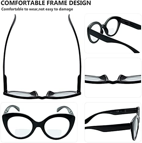 Очила за бифокално читање со 4 пакувања за жени - овални кружни бифокални читатели