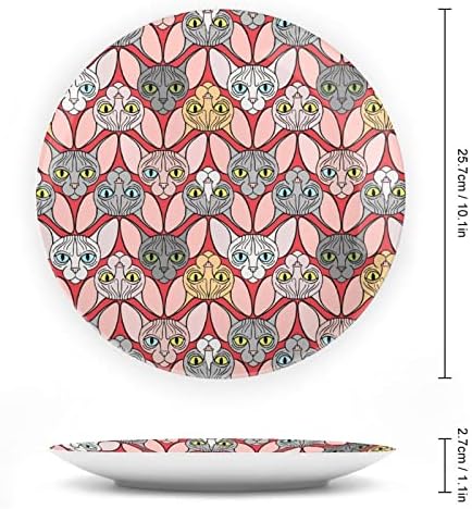 Sphynx мачка глава коска Кина Декоративна чинија тркалезни керамички плочи занает со приказ за домашна канцеларија wallид вечера