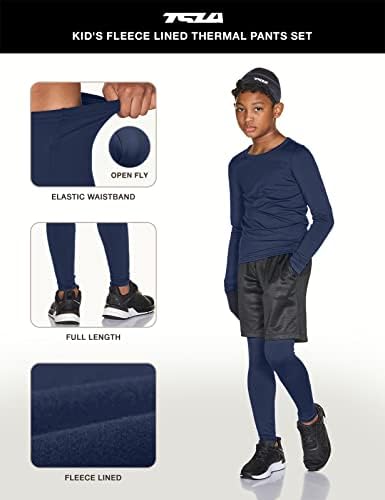 TSLA 1 или 2 пакет Кид и момчиња и девојчиња термички компресивни панталони, атлетски спортски хеланки и дното на трчање