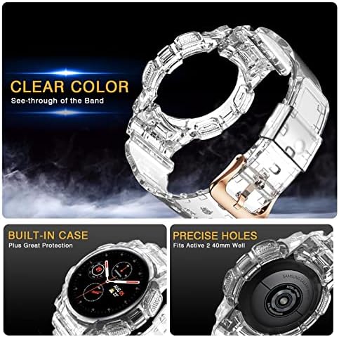 Транспарентен опсег Maalya TPU+Случајни ленти за часовници за Samsung Galaxy Active 2 40mm Спортски каиш случај