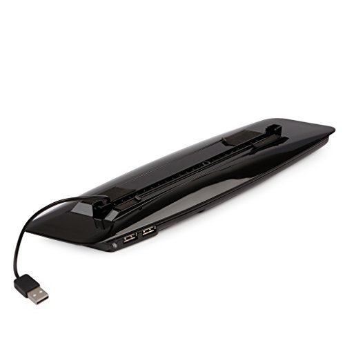 РЕЈТИД Двојна Вертикална Паг За Ладење плус 2X USB Порти За Полнење Компатибилни СО PS4 ТЕНОК Црн Полнеж СТАНИЦА КУЛЕР USB Безжичен
