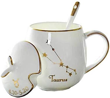 Порцелански Чај Поставува 12 Соѕвездија Чаши керамички капак со лажица коска порцелан млеко појадок житни двојки чаши роденденски подарок-Ч