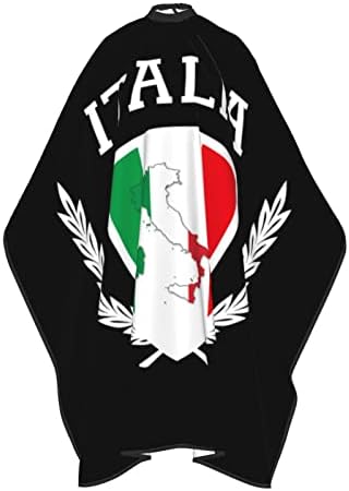 Италија италија Фризура Со италијанско Знаме Престилка Салон За Сечење Коса Наметка 55 х 66 Инчи, Водоотпорна Прилагодлива Наметка