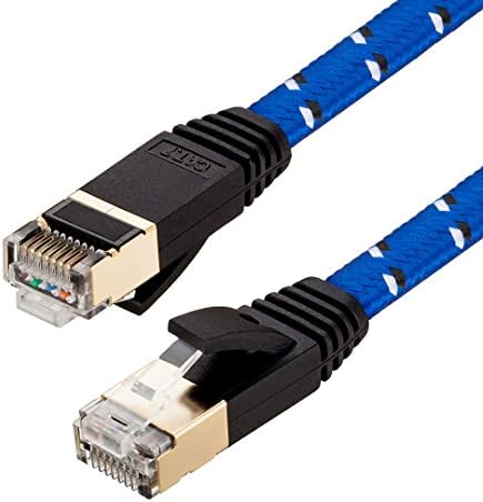 CAT 7 Ethernet Cable 30ft, CAT7 Ethernet Ultra Flath Patch Cable за мрежна Modem Router LAN мрежа - изградена со злато позлатени и заштитени конектори RJ45 и најлонска плетенка јакна